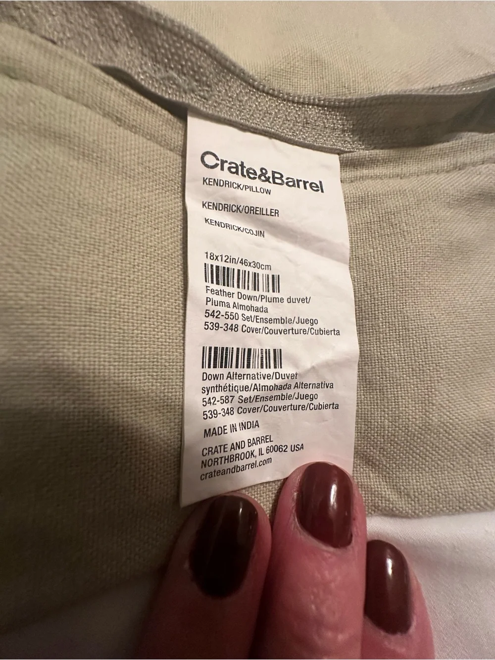 Crate&Barrel Striped pillow covers in Sage Green, Taupe and Orange
